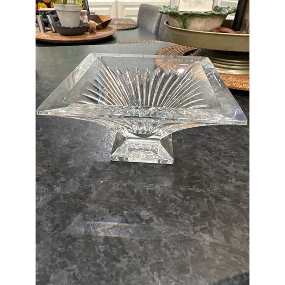 Waterford Clarion Crystal Pedestal Bowl 6” Square Discontinued Signed Ireland